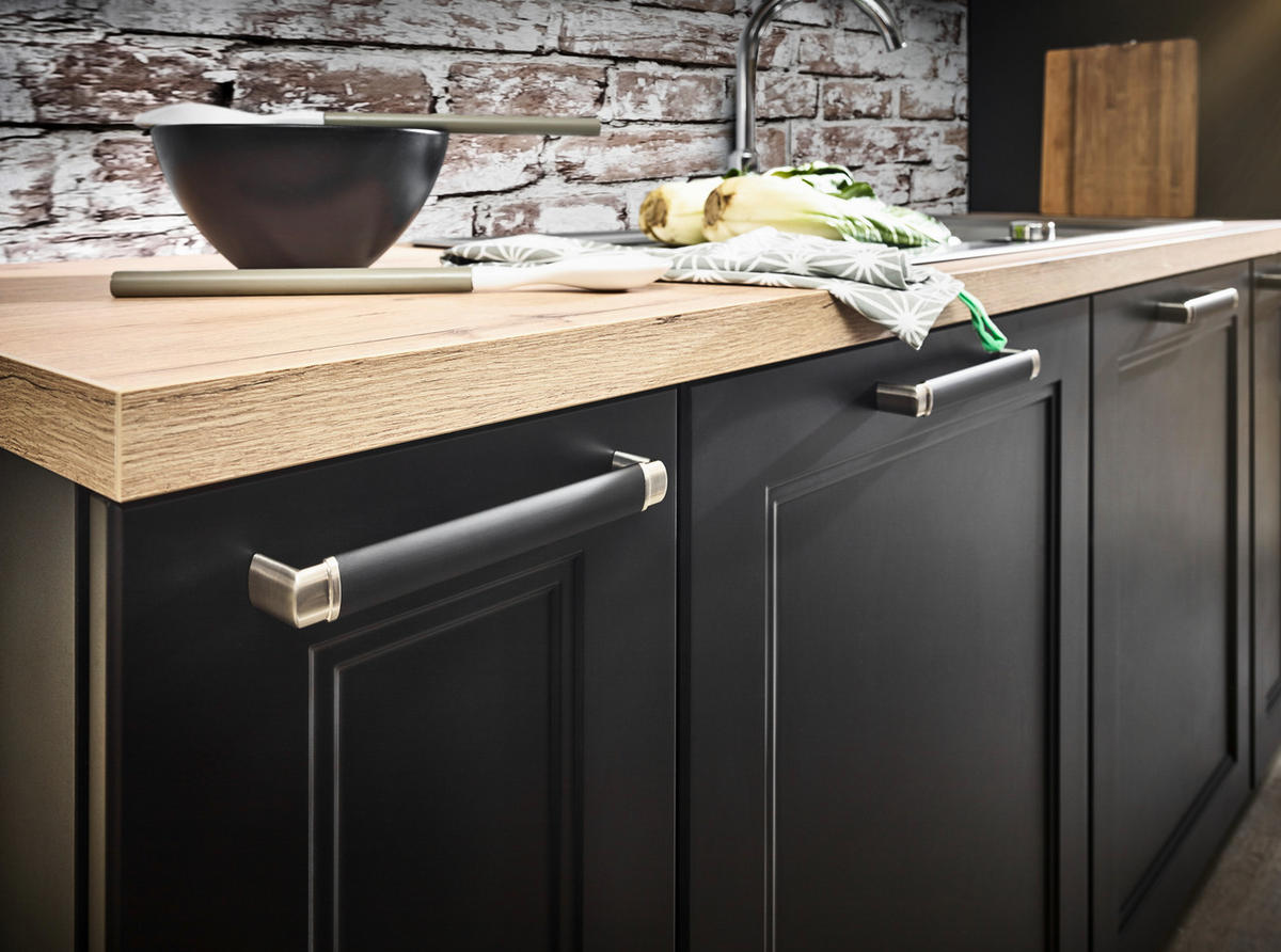 EINBAUKÜCHE DK610  - Eichefarben/Schwarz, LIFESTYLE, Holzwerkstoff - Dieter Knoll