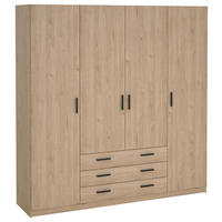KLEIDERSCHRANK 195,5/200,4/49,6 cm,  in Eichefarben, 4 Tür(en)  - Eichefarben/Schwarz, Basics, Holzwerkstoff/Metall (195,5/200,4/49,6cm) - P & B