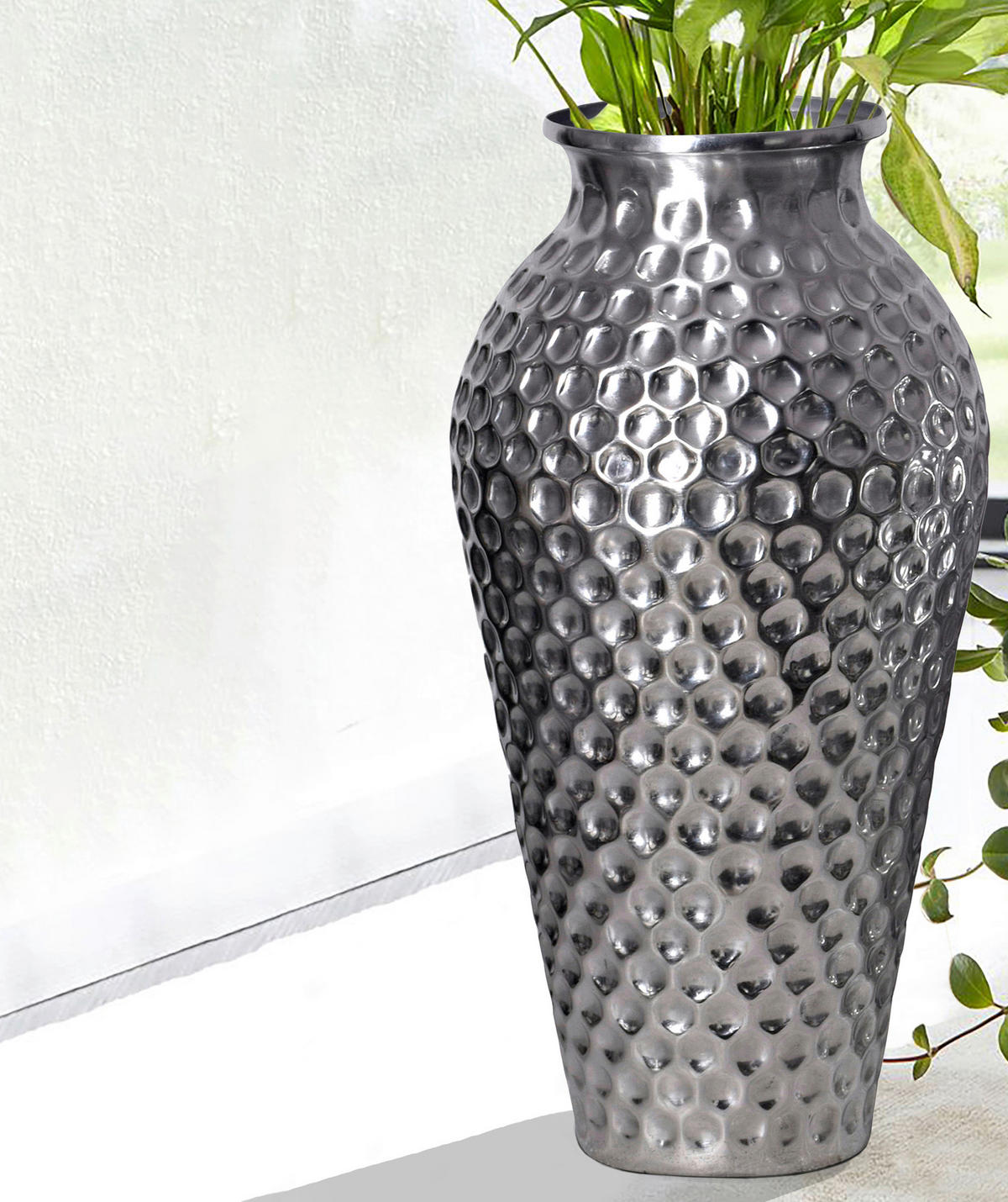 DEKOVASE  - Silberfarben, Design, Metall (26/51/26cm) - Livetastic