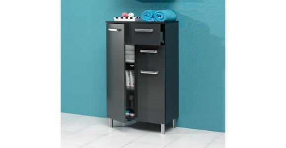 MIDISCHRANK 60/100,5/33 cm - Chromfarben/Anthrazit, KONVENTIONELL, Holzwerkstoff/Metall (60/100,5/33cm) - Carryhome