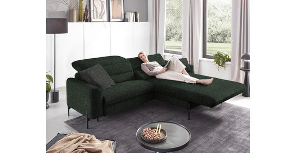 ECKSOFA in Flachgewebe Waldgrün 252/191 cm - Waldgrün/Schwarz, Design, Textil/Metall (252/191cm) - Dieter Knoll