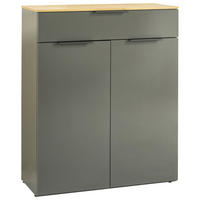 SCHUHSCHRANK Eiche Artisan, Grau Hochglanz  - Grau Hochglanz/Anthrazit, Design, Holzwerkstoff/Kunststoff (83,1/107,9/35,3cm) - Carryhome