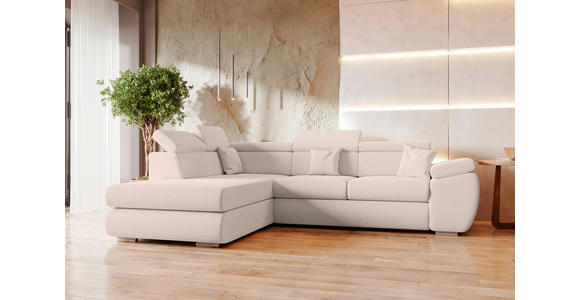 ECKSOFA  in Struktur Creme  - Chromfarben/Creme, KONVENTIONELL, Kunststoff/Textil (205/282cm) - Carryhome