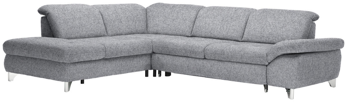 ECKSOFA in Webstoff Grau  - Alufarben/Grau, Design, Textil/Metall (260/319cm) - Beldomo Style