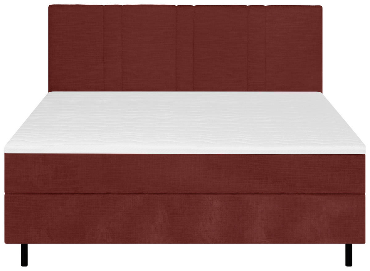 BOXSPRINGBETT 120/200 cm  in Bordeaux  - Bordeaux/Schwarz, Design, Textil/Metall (120/200cm) - Welnova
