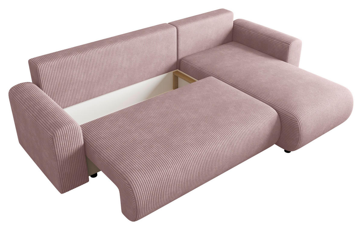 ECKSOFA  in Cord Rosa  - Schwarz/Rosa, KONVENTIONELL, Kunststoff/Textil (246/152cm) - Xora
