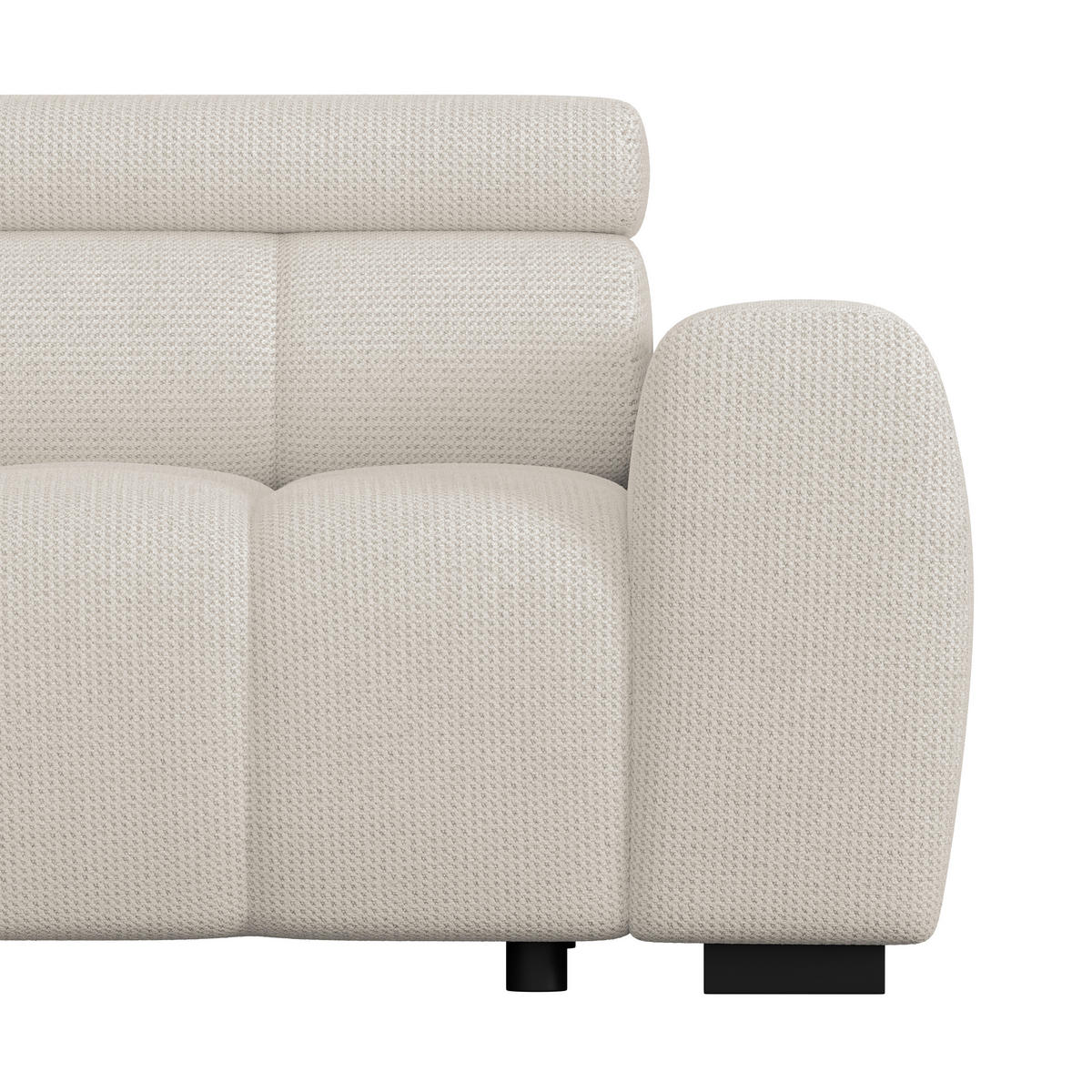 ECKSOFA Creme Webstoff  - Creme/Schwarz, Trend, Kunststoff/Textil (168/285cm) - Livetastic