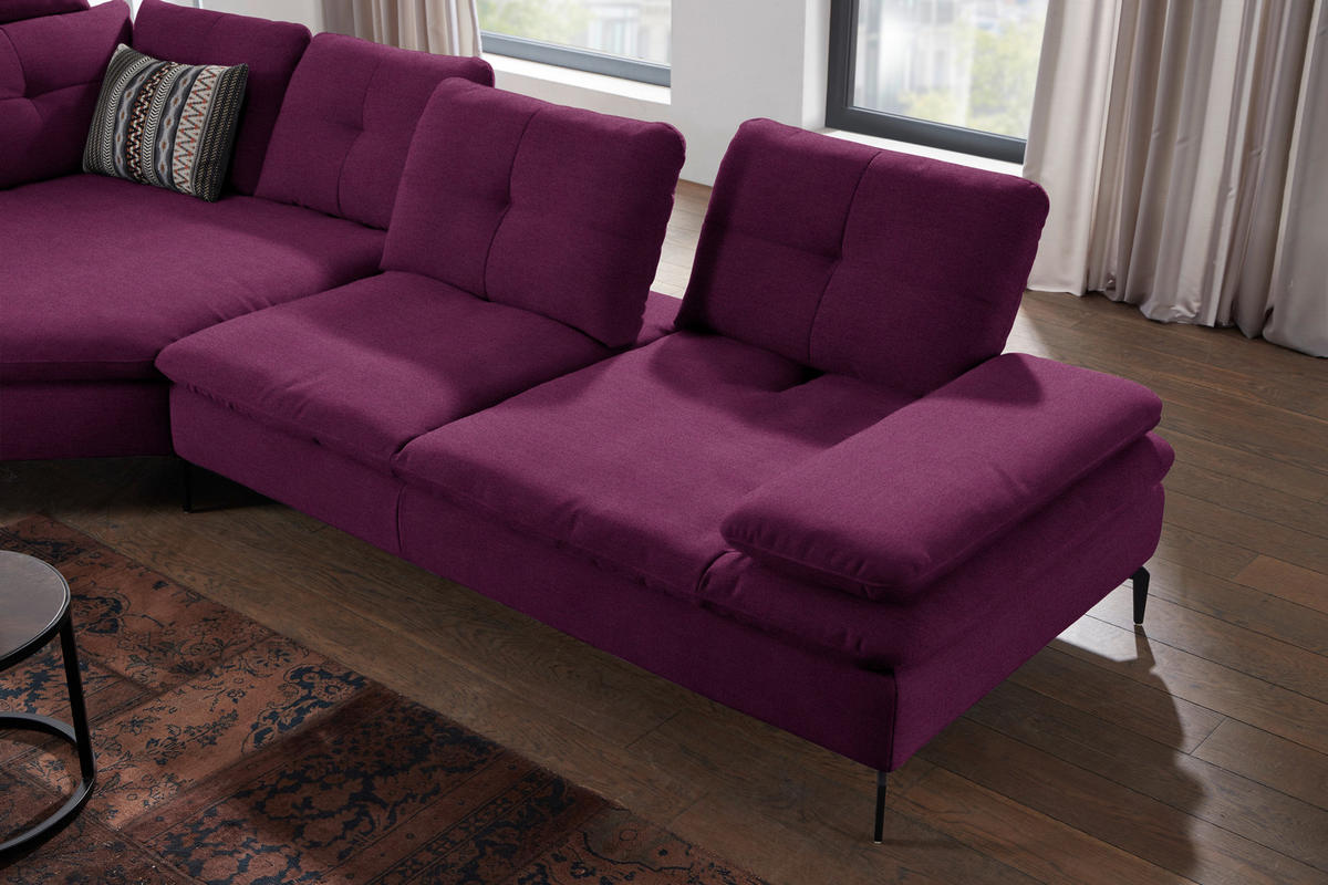 ECKSOFA in Flachgewebe Violett  - Violett/Schwarz, Design, Textil/Metall (157/344cm) - Chilliano