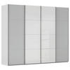SCHWEBETÜRENSCHRANK 271/235/68 cm 4-türig Weiß, Seidengrau  - Chromfarben/Seidengrau, KONVENTIONELL, Glas/Holzwerkstoff (271/235/68cm) - Novel