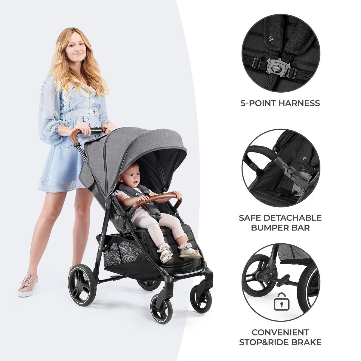 BUGGY Grande Plus  - Schwarz, Basics, Metall (57/106/95cm) - Kinderkraft