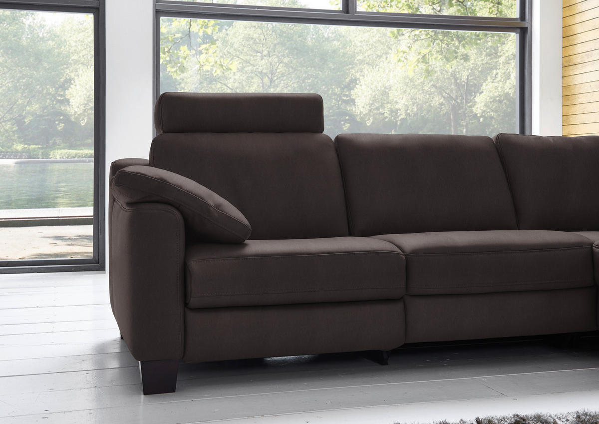 ECKSOFA in Echtleder  259/235 cm  - Eichefarben, Design, Leder/Holz (259/235cm) - Valdera