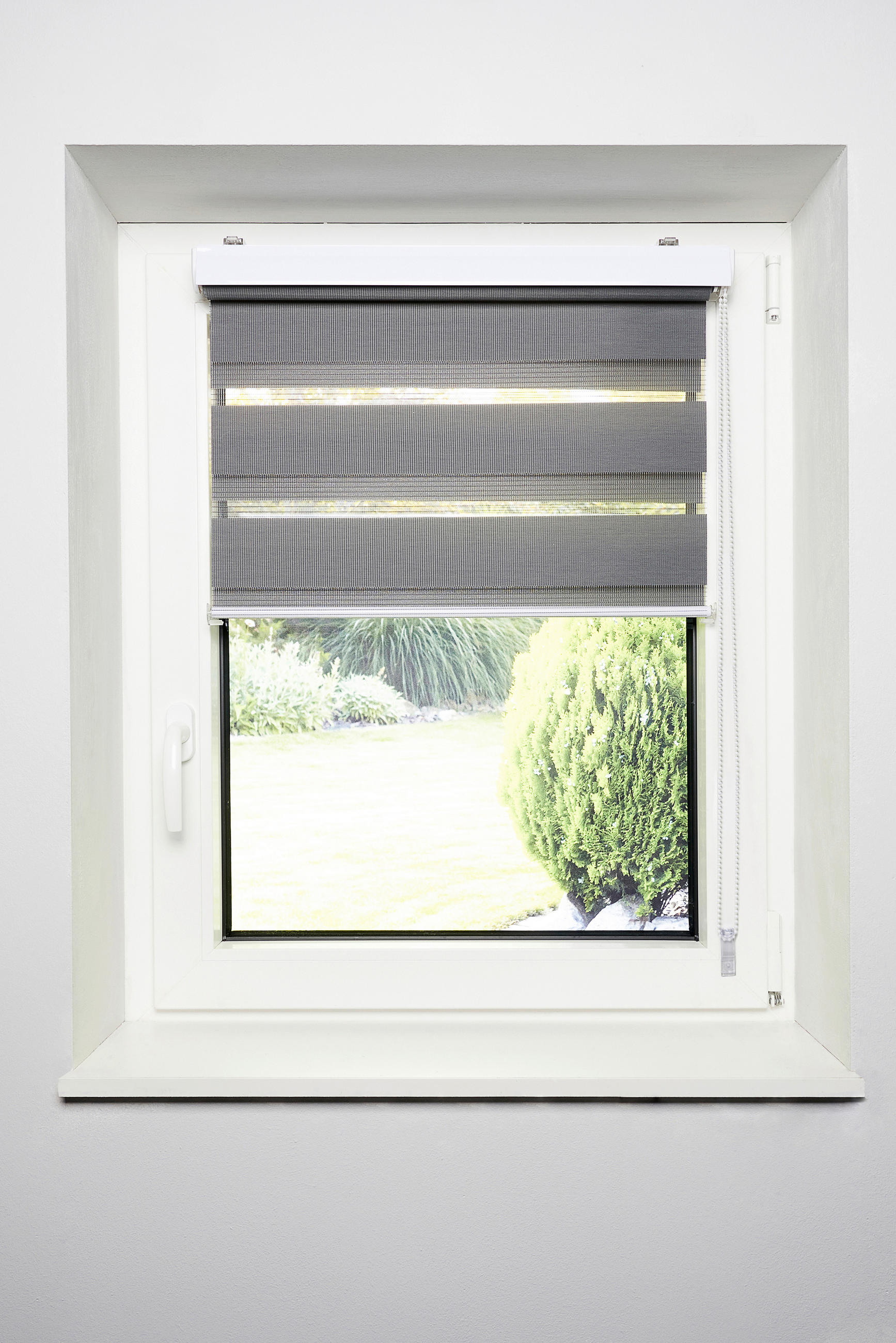 DOPPELROLLO  halbtransparent  90/160 cm    - Transparent/Grau, Basics, Textil (90/160cm) - Boxxx
