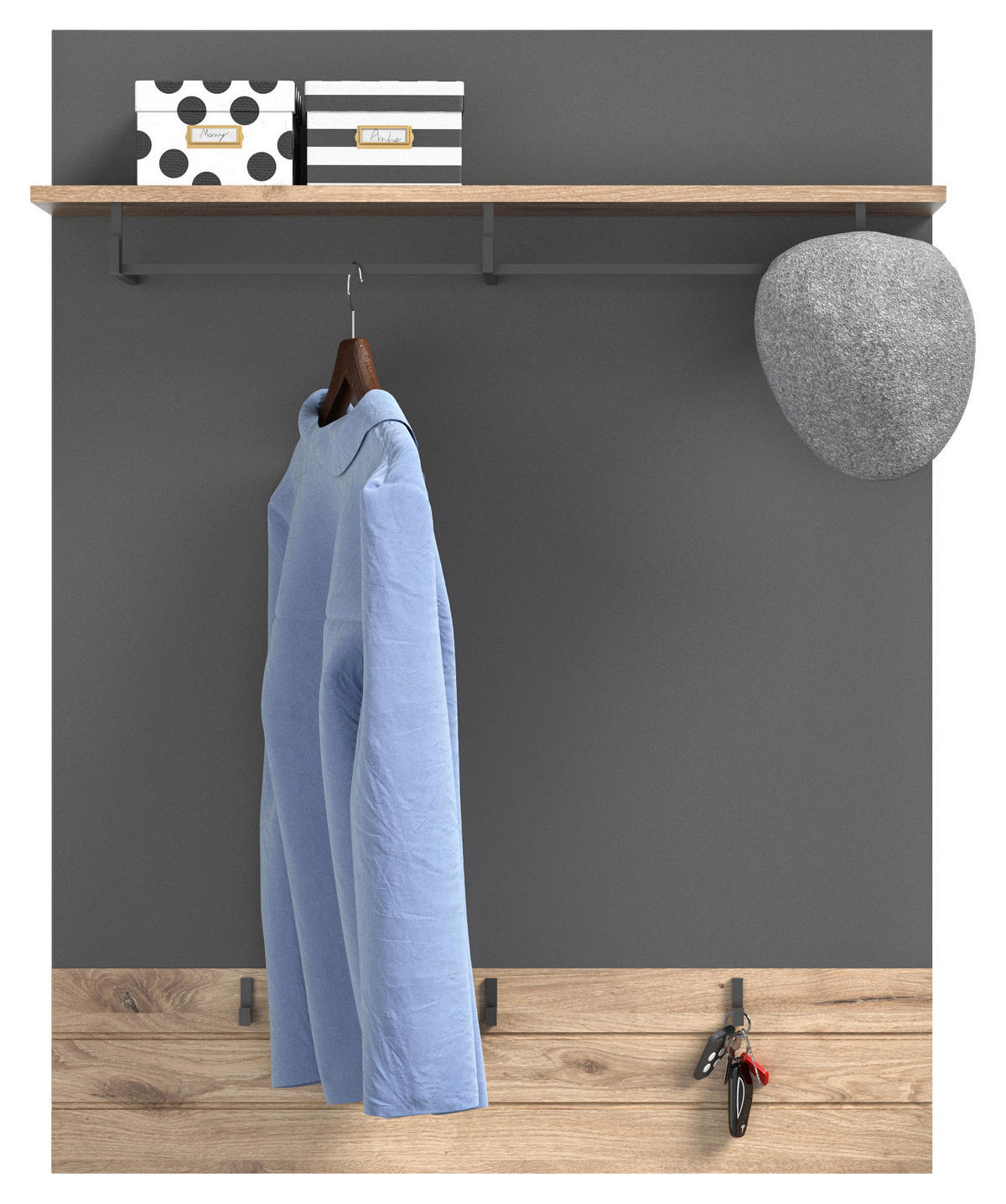 GARDEROBNI PANEL - siva/barve hrasta, Moderno, leseni material (90/117/25cm) - MID.YOU