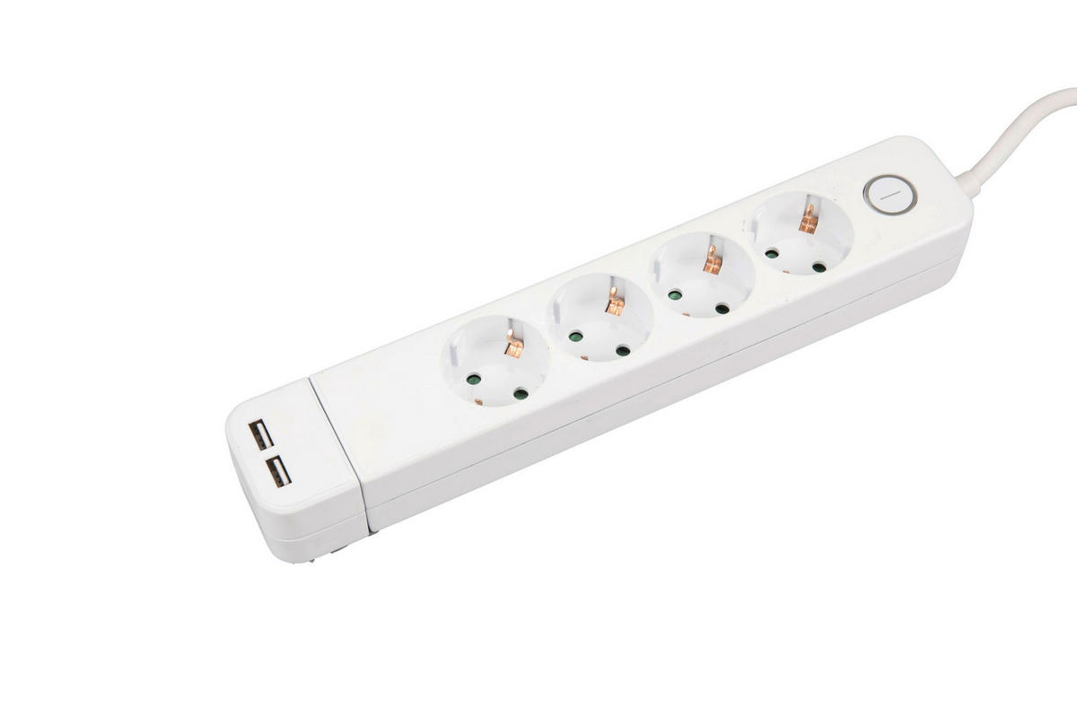 STECKDOSENLEISTE - Weiß, Basics, Kunststoff (31,5/5,3/4,1cm) - Homeware