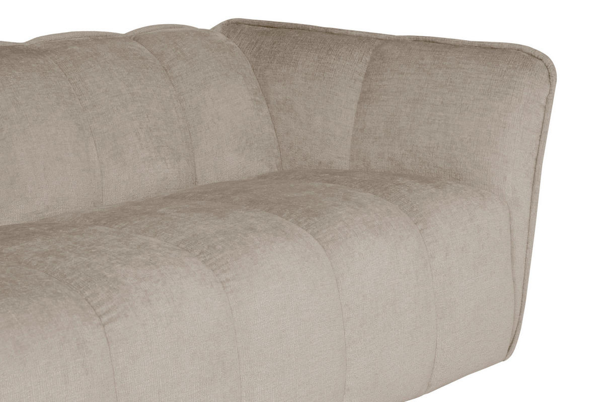 ECKSOFA LIVOLI in Chenille Creme  160/246 cm  - Creme/Schwarz, Design, Textil (160/246cm) - MID.YOU