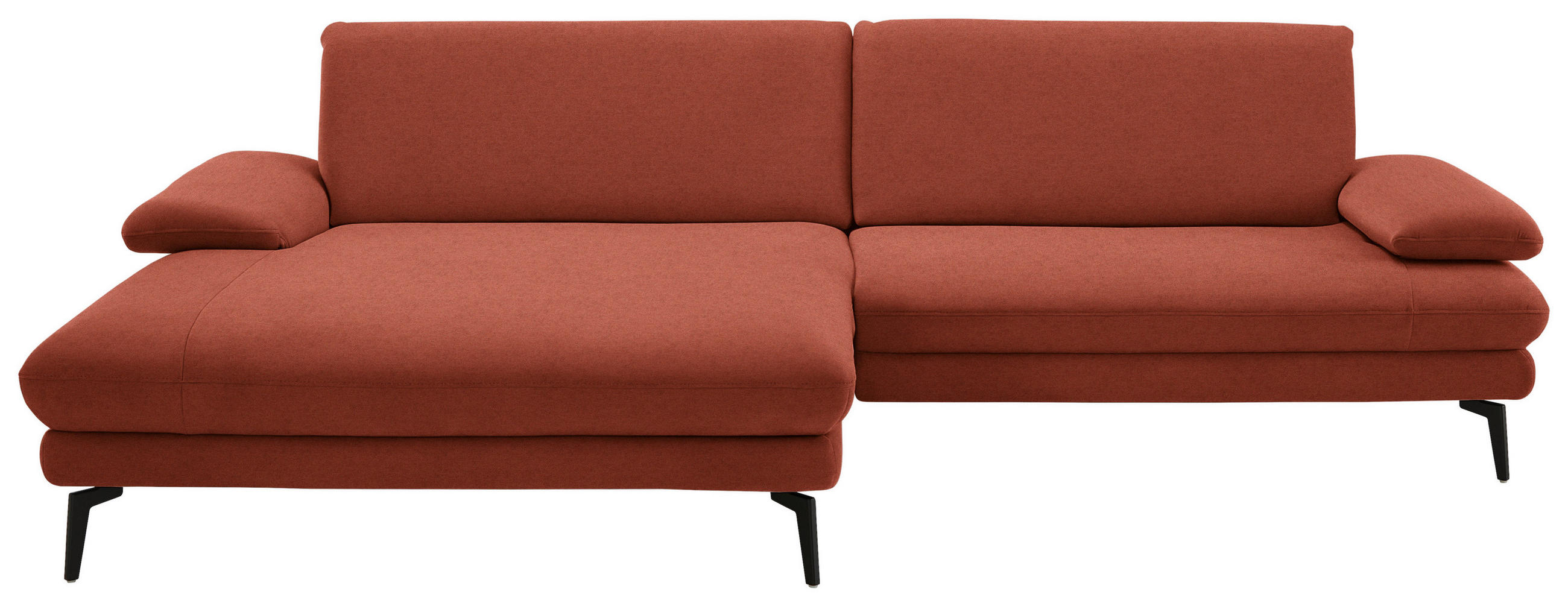 ECKSOFA Chenille, Flachgewebe Terracotta  - Terracotta/Schwarz, Design, Textil/Metall (180/284cm) - Dieter Knoll