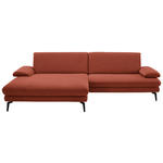 ECKSOFA  in Chenille, Flachgewebe Terracotta  180/284 cm  - Terracotta/Schwarz, Design, Textil/Metall (180/284cm) - Dieter Knoll