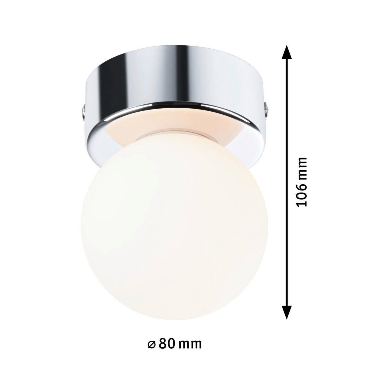BADEZIMMER-DECKENLEUCHTE Gove 8,0/10,6 cm   - Chromfarben/Weiß, Basics, Glas/Metall (8,0/10,6cm) - Paulmann