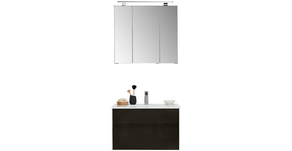 BADEZIMMER 3-teilig in 72 cm - Dunkelgrau/Weiß, Design, Keramik/Holzwerkstoff (72cm) - Novel