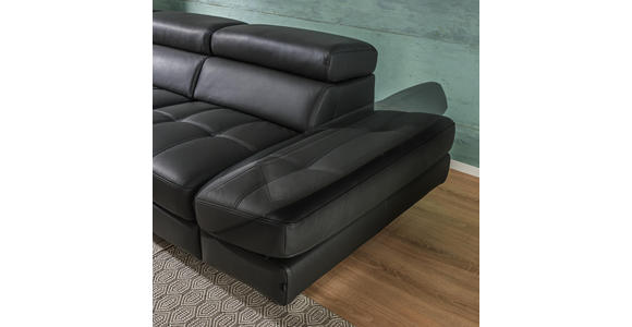 WOHNLANDSCHAFT Anthrazit Echtleder - Chromfarben/Anthrazit, Design, Leder (291/226cm) - Novel
