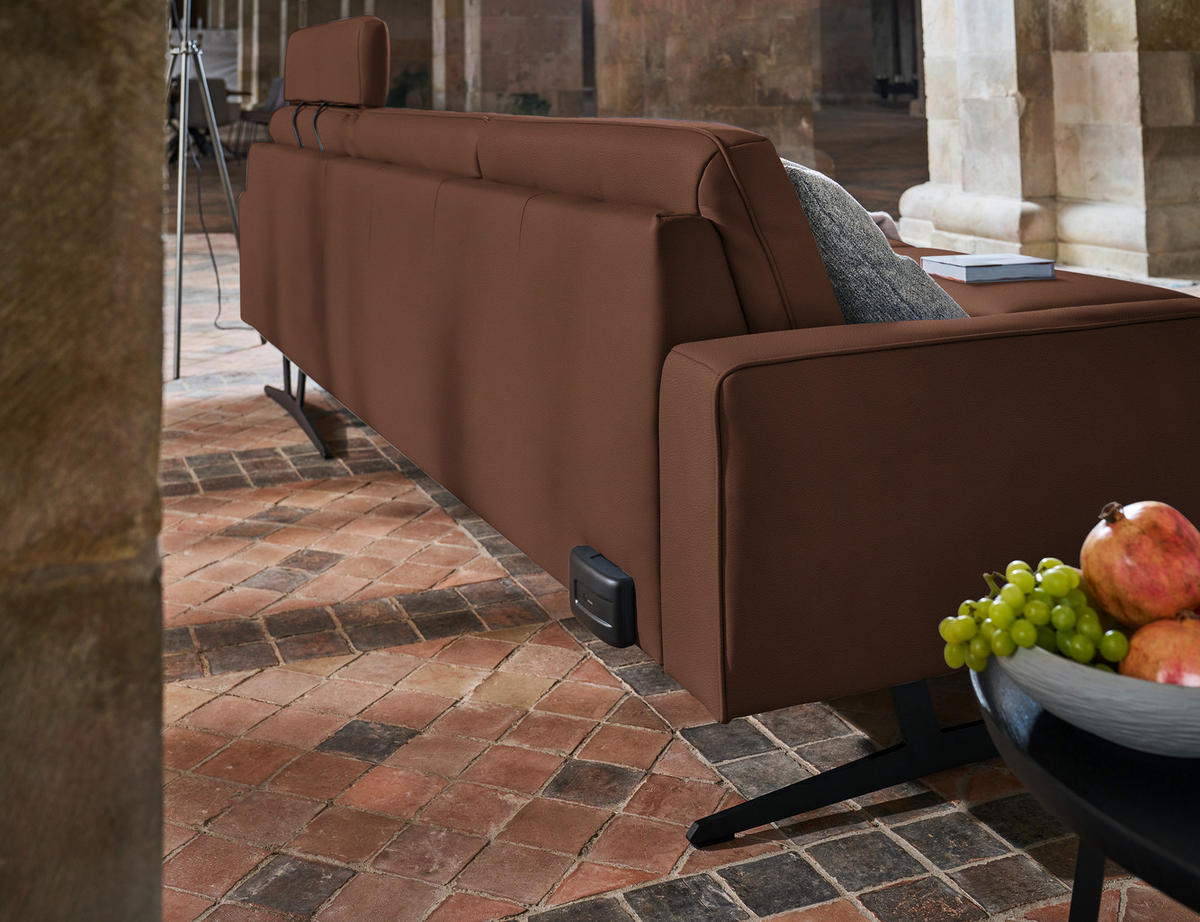 ECKSOFA in Echtleder Braun  324/179 cm  - Anthrazit/Braun, KONVENTIONELL, Leder/Metall (324/179cm) - Johann Jakob