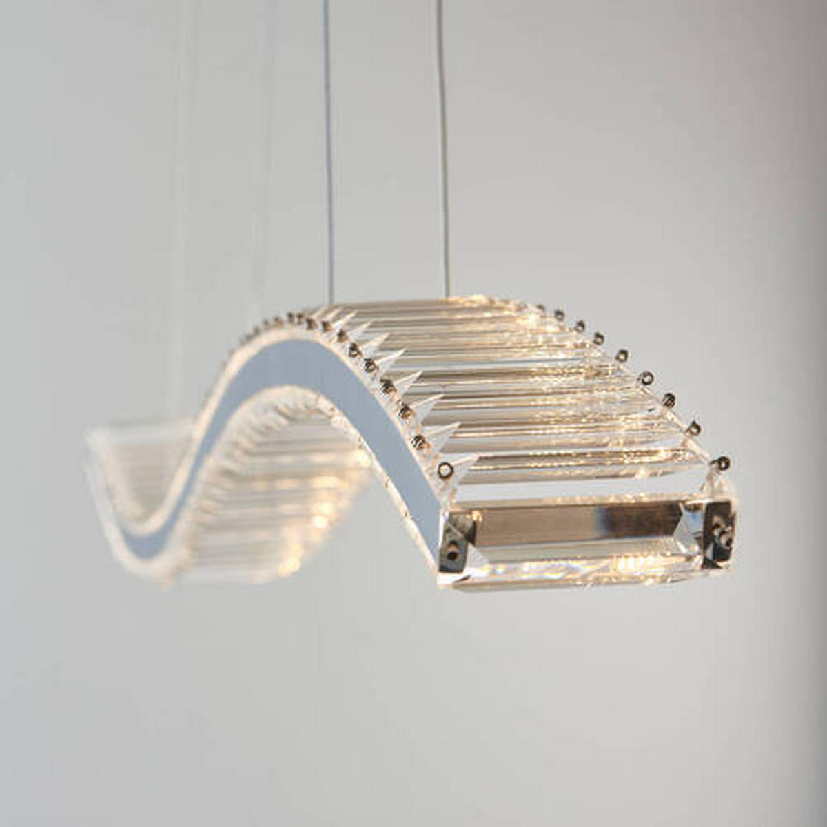 KRISTALL-HÄNGELEUCHTE 96/7,5/160 cm   - Klar/Nickelfarben, Design, Glas (96/7,5/160cm) - ENDON