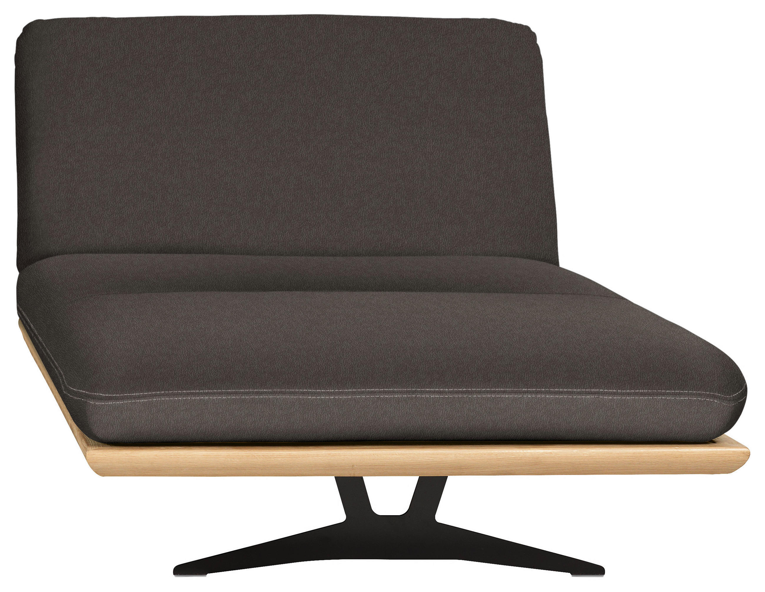 OTTOMANE in Echtleder Dunkelbraun  - Dunkelbraun/Beige, Design, Leder/Holz (114/92/165-218cm) - Dieter Knoll