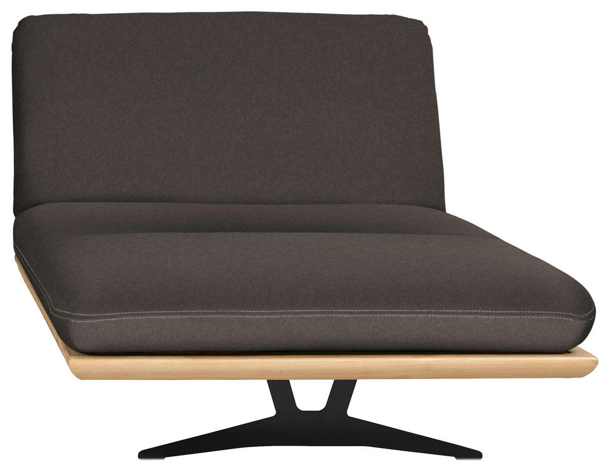 OTTOMANE in Echtleder Dunkelbraun  - Dunkelbraun/Beige, Design, Leder/Holz (114/92/165-218cm) - Dieter Knoll