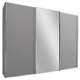SCHWEBETÜRENSCHRANK  in Hellgrau  - Chromfarben/Hellgrau, Basics, Glas/Holzwerkstoff (249/240/68cm) - Moderano
