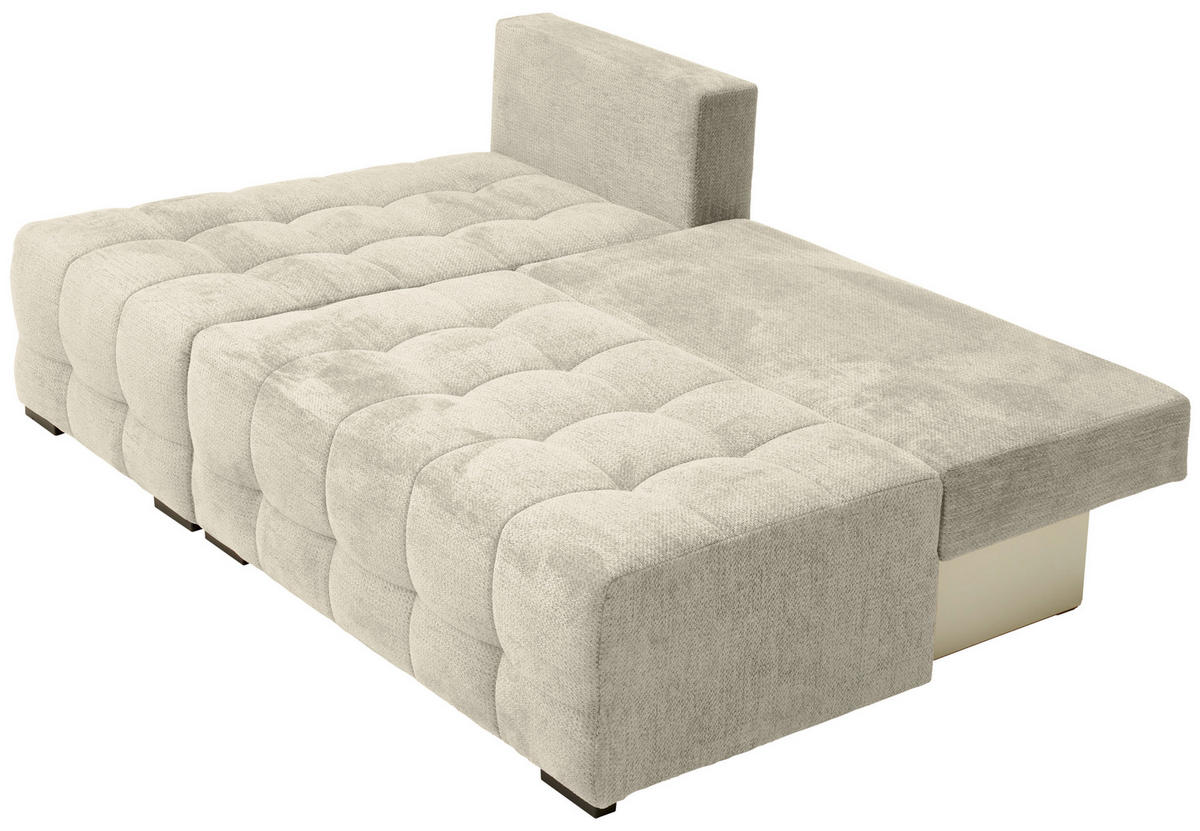 ECKSOFA in Chenille Greige  - Greige/Schwarz, MODERN, Kunststoff/Textil (145/204cm) - home24