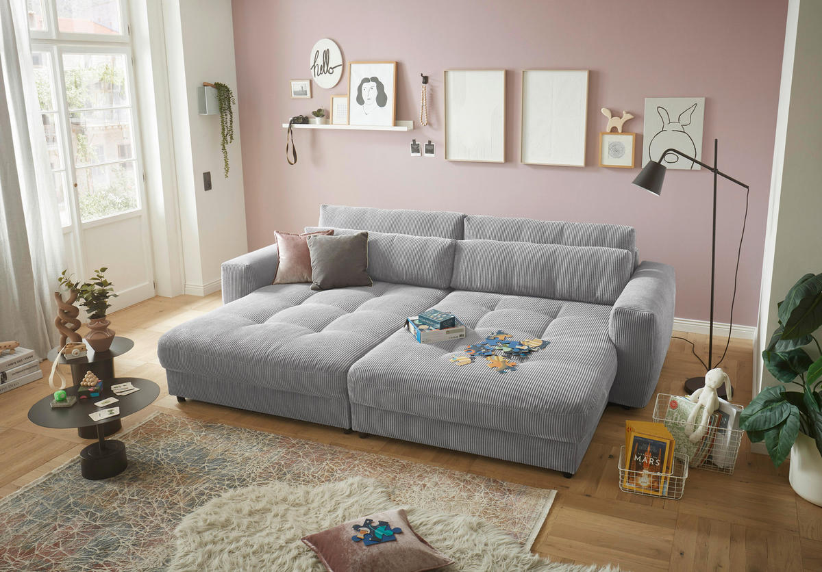 BIG SOFFA i manchester ljusgrå  - ljusgrå/svart, Klassisk, trämaterial/textil (292/90/194cm) - MID.YOU