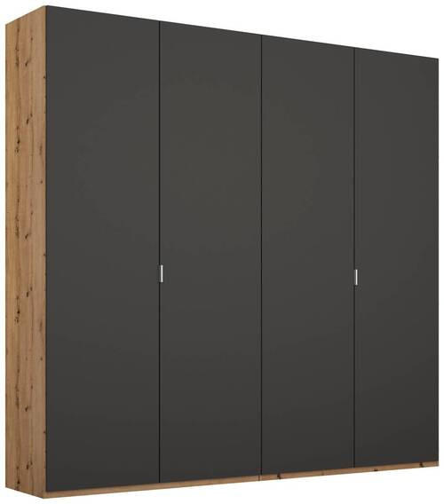 DREHTÜRENSCHRANK  in Graphitfarben, Eichefarben  - Eichefarben/Alufarben, Trend, Holzwerkstoff/Metall (201/223/60cm) - Stylife