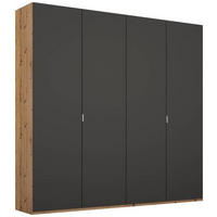 DREHTÜRENSCHRANK in Graphitfarben, Eichefarben  - Eichefarben/Alufarben, Trend, Holzwerkstoff/Metall (201/223/60cm) - Stylife