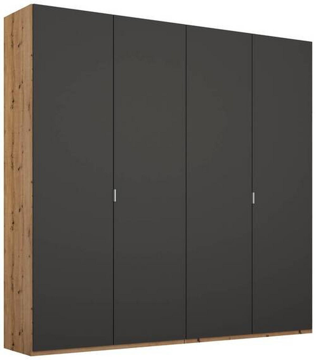 DREHTÜRENSCHRANK in Graphitfarben, Eichefarben  - Eichefarben/Alufarben, Trend, Holzwerkstoff/Metall (201/223/60cm) - Stylife