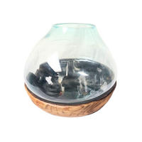 VASE 40 cm  - Klar/Ecru, Natur, Glas/Holz (45/40cm) - Ambia Home