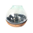 VASE 40 cm - Klar/Ecru, Natur, Glas/Holz (45/40cm) - Ambia Home