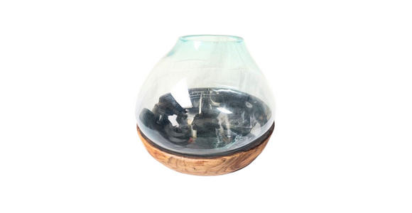 VASE 40 cm - Klar/Ecru, Natur, Glas/Holz (45/40cm) - Ambia Home