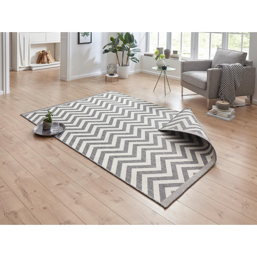 Thumbnail - Xxxl Outdoorteppich Twin Supreme, Creme, Grau, Kunststoff, geometrisch, rechteckig, 80x150 cm, Oeko-Tex® Standard 100, f...
