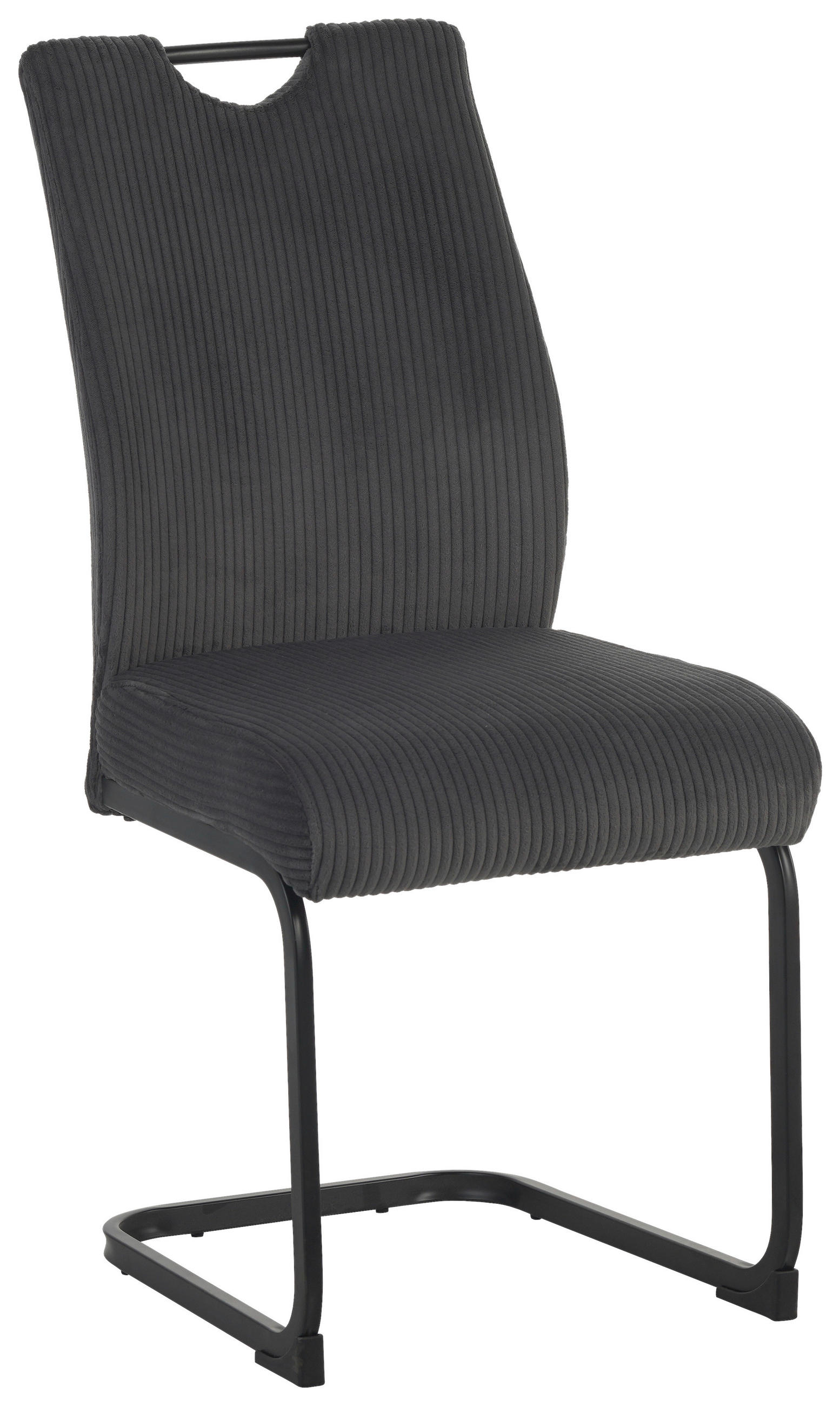 SCHWINGSTUHL  in Eisen Cord  - Anthrazit/Schwarz, Design, Textil/Metall (43/97/57cm) - home24
