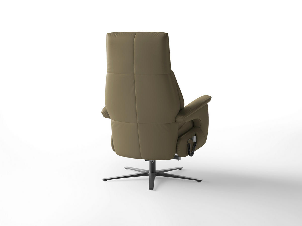 RELAXSESSEL Leder Olivgrün  - Schwarz/Olivgrün, Basics, Leder/Metall (75/110/85cm) - Sit & More