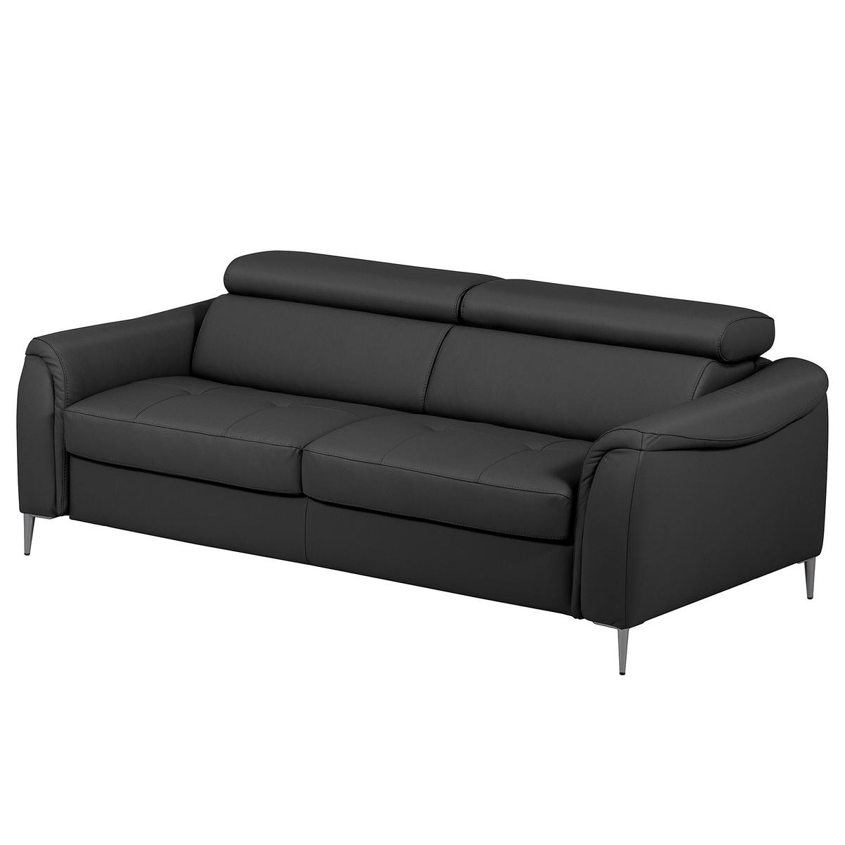 SCHLAFSOFA PAFOS Schwarz Echtleder Lederlook  - Schwarz, Design, Leder/Textil (203/77-98/103cm) - MID.YOU
