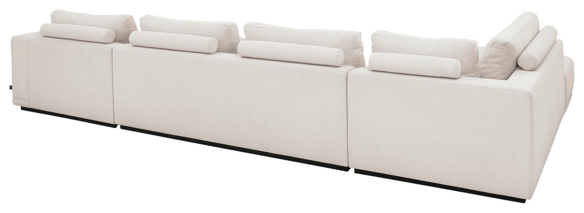 WOHNLANDSCHAFT Weiß Chenille  - Schwarz/Weiß, Design, Kunststoff/Textil (204/397/166cm) - Musterring