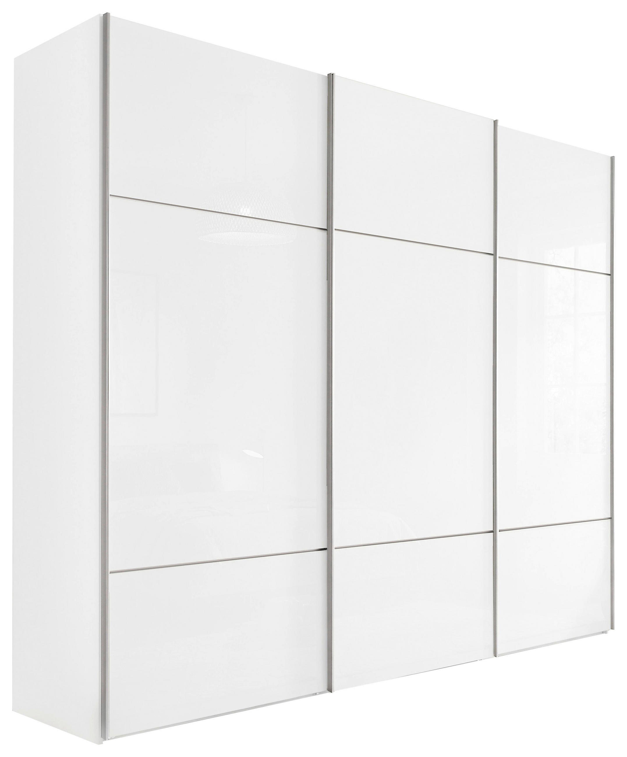 SCHWEBETÜRENSCHRANK 249/222/68 cm 3-türig Weiß  - Alufarben/Weiß, Design, Glas/Holzwerkstoff (249/222/68cm) - Moderano