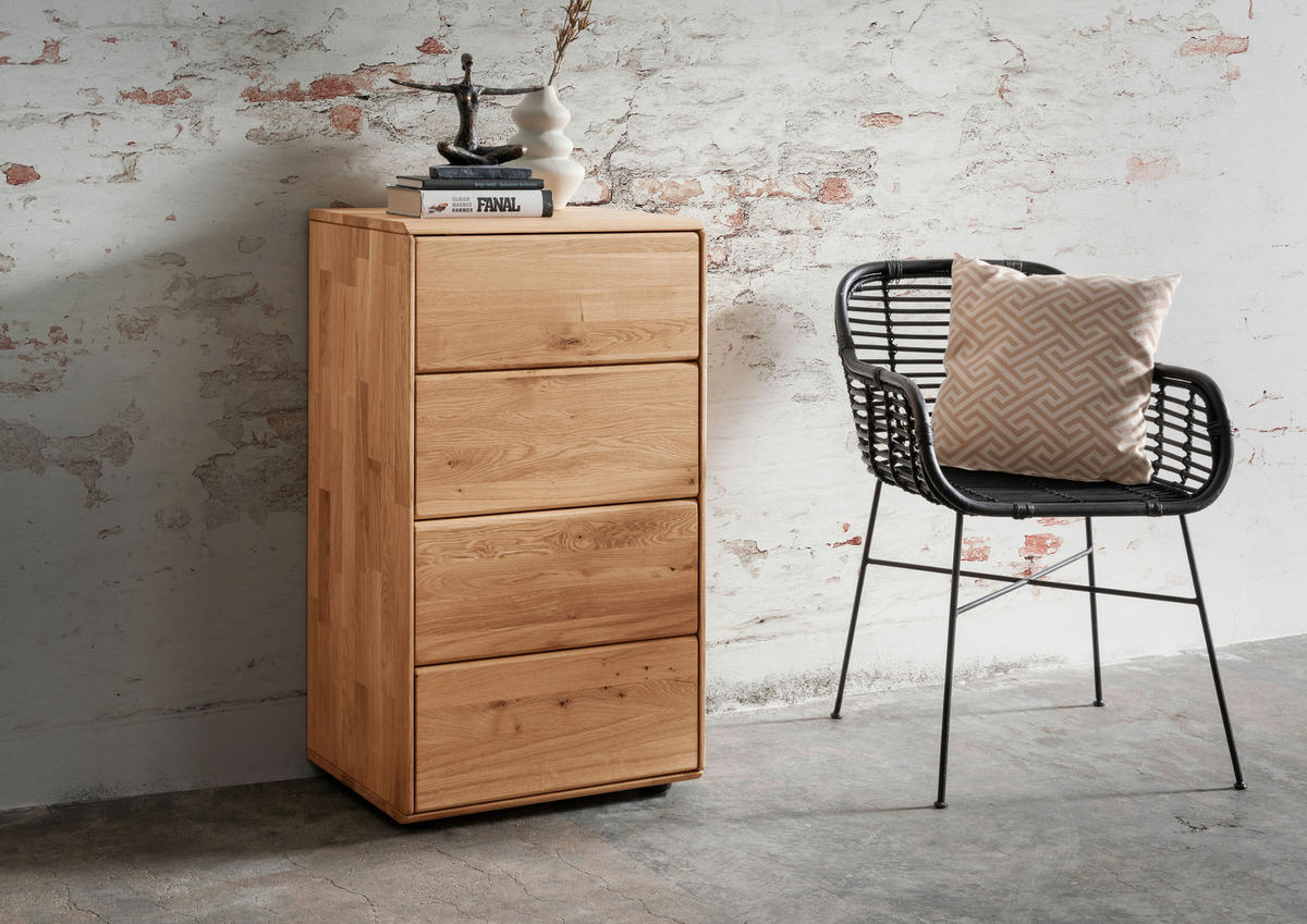 KOMMODE , 51/91/40 cm, 4 Schublade(n)  - Wildeiche, Design, Holz (51/91/40cm) - Livetastic