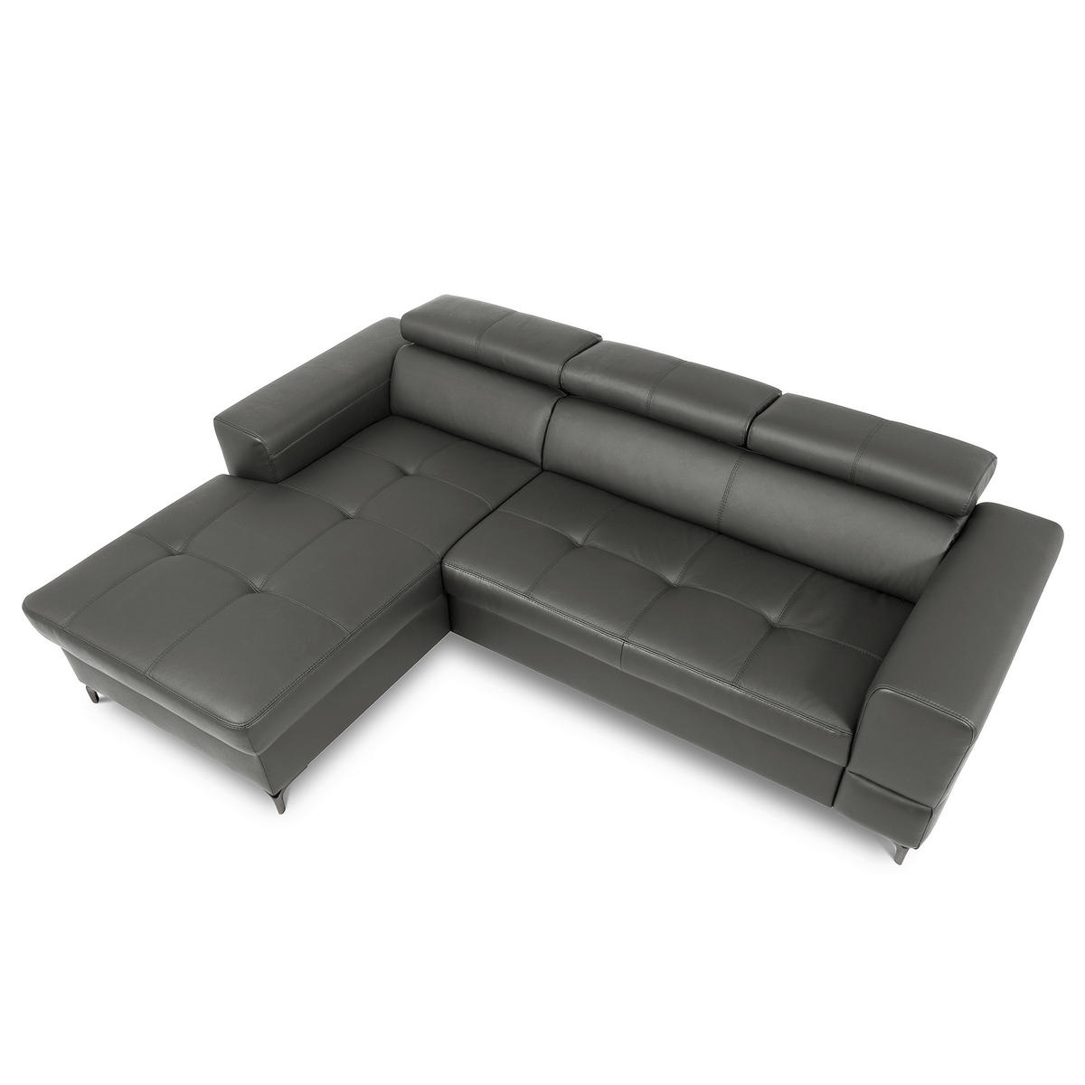 ECKSOFA  in Lederlook Echtleder Anthrazit  - Anthrazit/Schwarz, Design, Leder/Textil (173/247cm) - Livetastic