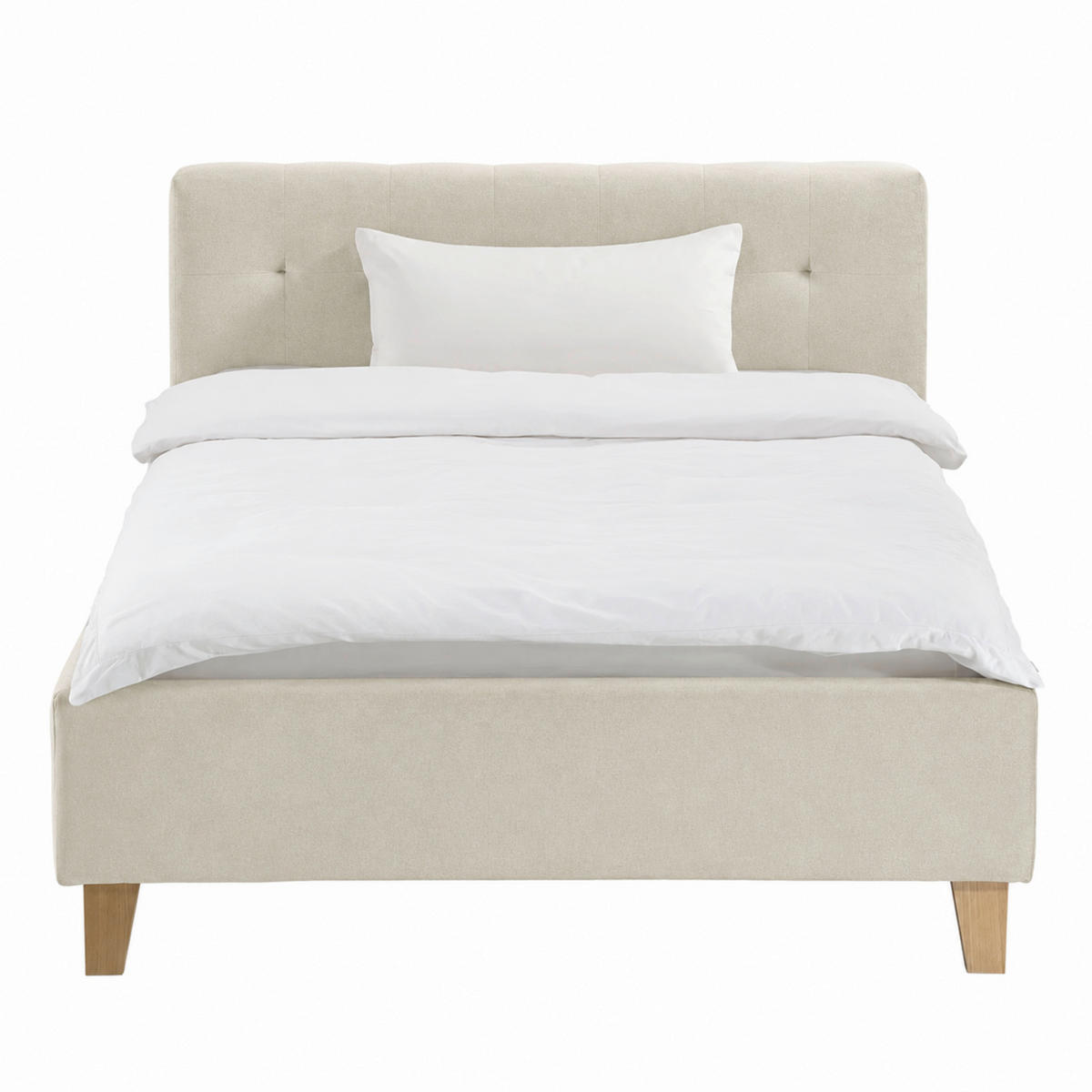 POLSTERBETT 140/200 cm,  in Creme,  - Eichefarben/Creme, MODERN, Holz/Textil (140/200cm) - MID.YOU