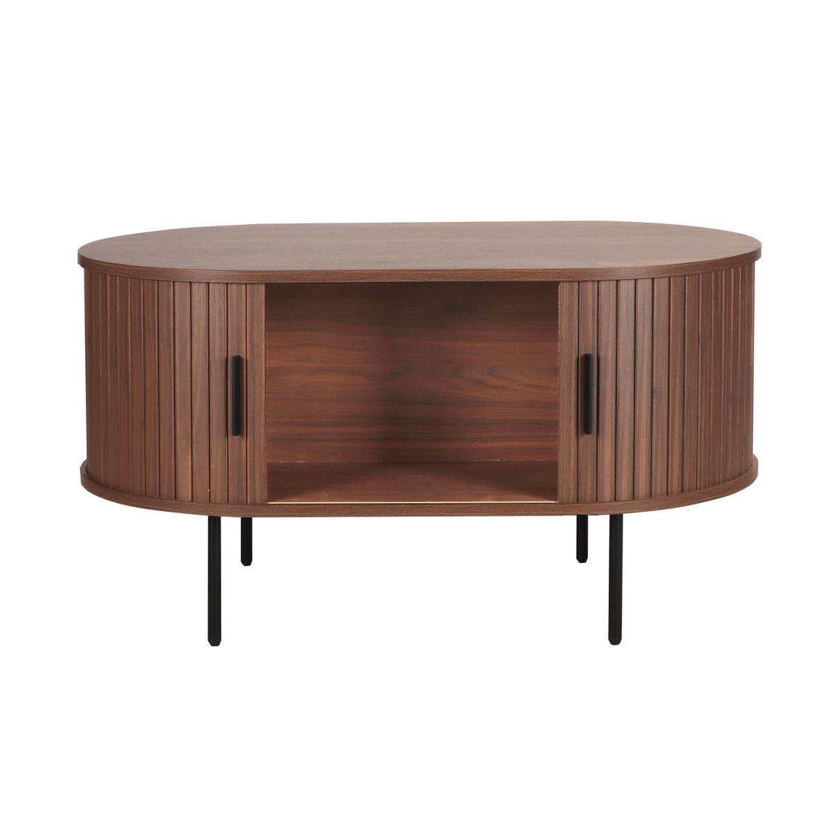 COUCHTISCH - Walnussfarben/Schwarz, Design, Holzwerkstoff/Metall (100/60/55cm) - Livetastic