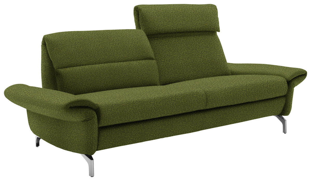 2-SITZER-SOFA Flachgewebe Dunkelgrün  - Dunkelgrün/Nickelfarben, Design, Textil/Metall (186/87/100cm) - Schöner Wohnen