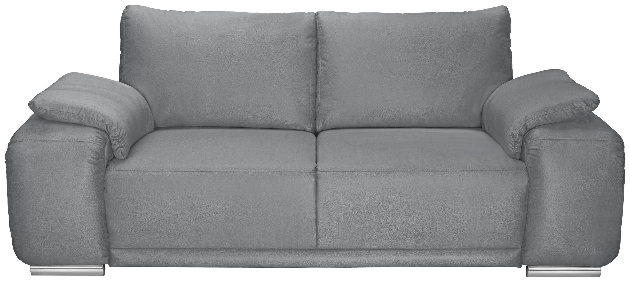 2-SITZER-SOFA Lederlook Grau  - Chromfarben/Grau, KONVENTIONELL, Textil/Metall (212/85/95cm) - Carryhome