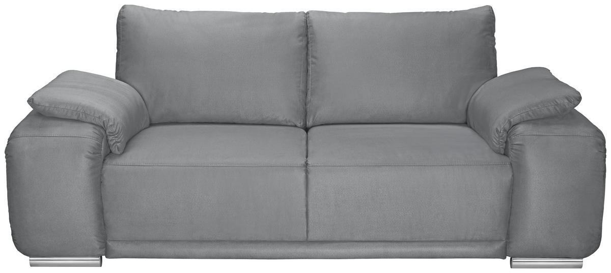 2-SITZER-SOFA Lederlook Grau  - Chromfarben/Grau, KONVENTIONELL, Textil/Metall (212/85/95cm) - Carryhome